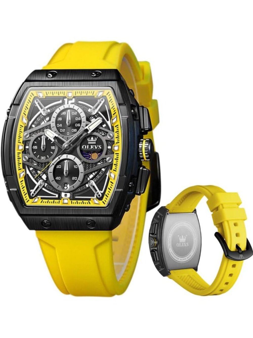 Luxury Men's Casual Square Skeleton Chronograph Watch - Stylish & Elegant